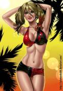 Harley Quinn's bikini on the beach [Salamandra88]