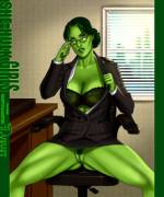 I get the feeling this artist rather likes She-Hulk; bonus appearances by Wonder Woman and a few Avengers (Bloodfart)