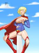 Supergirl riding a lightning rod (Masterfan)