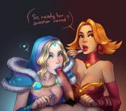 Crystal Maiden's &amp; Lina's lipstick action, by Fizzz