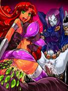 Starfire gets a pounding and groping by Plasmus as Dr. Light does the same to Raven