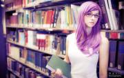 Purple Hair At the Library