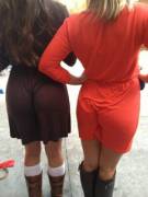 A couple of wedgies in skirts