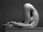 By Waclaw Wantuch - Karnapidasana Pose [yoga, b/w]