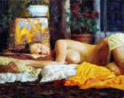 Napping with pillows - Eric Wallis [Brunette, W-E]