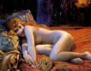 Reclining nude - By Gaston Bussière [Redhead, Pale]