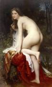 Bather - By William-Adolphe Bouguereau [Brunette, Pale, Venus Dimples]