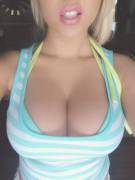 Blonde with huge boobs