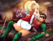 Harley Quinn having her way with Red Robin (Hmage)