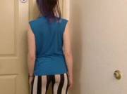Blue hair, Bettlejuice pants and little tits GIF.