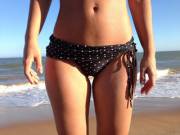 Wi[f]e sunbathing with tiny bikini