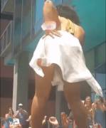 Demi Lovato upskirt thanks to the wind (x-post from /r/OnStageGW)