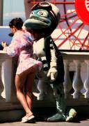 Mascot Flirting With A Sexy Girl With No Panties