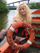Pussy Flashing on a Boat in Hamburg