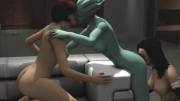 Miranda and Oriana making love with an Asari