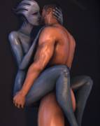 Liara and Shepard making love - by Statistical Sanity