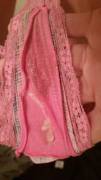 Pink thong worn by cute college intern
