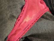 Sticky glob surprise in my new hot pink thong!