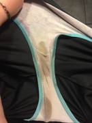 [sweat][piss][grool]SWEATY GYM PANTIES!!!!!! Torrid, Size 2, Blue and Purple Skulls! Only one day after the gym!!!! I wish there was smell-O-vision!!!