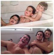 Brothers recreate bath picture (x-post /r/funny)