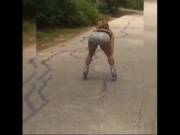 Wiggling that big booty on some roller skates