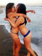 Kissing on the beach