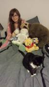 I will start this weeks theme with my assortment of plushies with bonus cat!