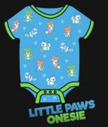 I came up with a mock-up of what a Little Pawz themed onesie could look like and had a friend Photoshop it.