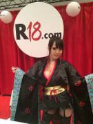 Hitomi In A Sexy Red And Black Robe