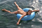 Floating on an inner tube