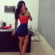 Vanessa Carolina Briceño - Red top, blue miniskirt