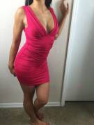 Just trying on my hot pink dress [f]