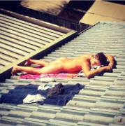 Sunbathing on a roof?