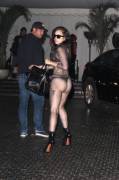Lady Gaga buns in a sheer bodysuit 