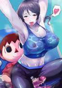 Wii fit trainer and Villager.