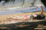 Margot Robbie sunbathing topless [AIC]