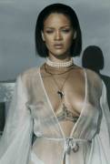 Rihanna topless in see thru robe