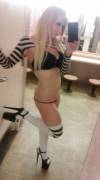 Blonde in thigh highs