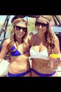 Girl on the right in the white bikini top