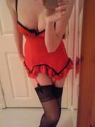 Red lingerie and stockings