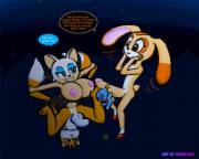 Rouge and Cream share Tail's ass (in space I think?) (Norithics)