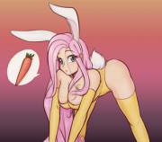 Bunny girl Fluttershy (artist:scorpdk)