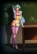 Princess Celestia in the classroom (artist:deilan12)
