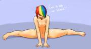 Rainbow Dash stretching wide (artist:mimicpony)