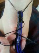 18in flogger from plastic lace: As it's too painful for my idea of fun, probably going to be the punisher. Now wondering why I made it in the first place...