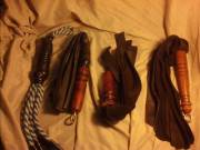 A progression album of all the floggers I've made to date, from the embarrassing start til today (x-post /r/BDSM)