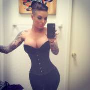 Christy Mack selfie in a corset