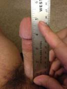 Straight male measuring my  small cock. What do you think?