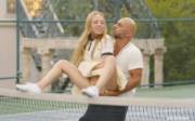 on the tennis court