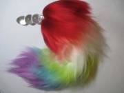 Newest rainbow yarn tail with glass plug